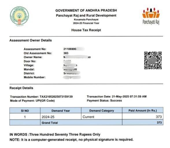 House Tax Payment Andhra Pradesh Online Portal